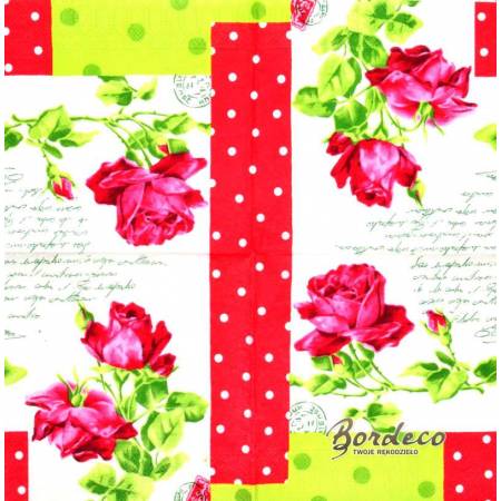 Serwetka decoupage firmy PPD róża czerwona 25x25cm